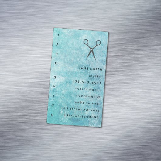 青い灰色のテクスチャスタイリストを表示 マグネット名刺 (インサイチュ)