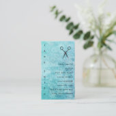 青い灰色のテクスチャスタイリストを表示 名刺 (スタンド正面)