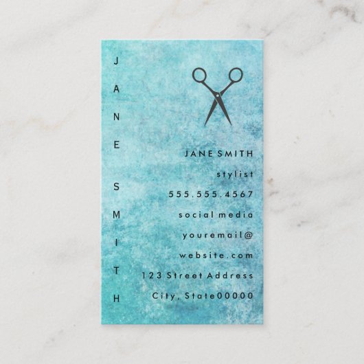 青い灰色のテクスチャスタイリストを表示 名刺 (正面)