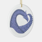 青い灰色のハートドラゴンの上に白 セラミックオーナメント (右)