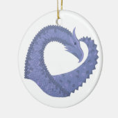 青い灰色のハートドラゴンの上に白 セラミックオーナメント (左)