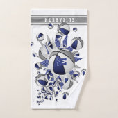 青い灰色のバスケットが女の子をモノグラムの主演 ハンドタオル (ハンドタオル)