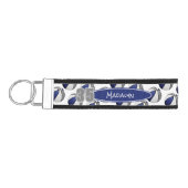 青い灰色のバスケットのパターンアスリート名 リストバンドキーホルダー (鍵左)