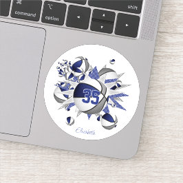 青い灰色のバスケット星の女の子ジャージー番号 シール