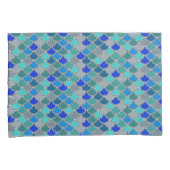 青い灰色のパターはかりで測ン 枕カバー (正面右)