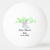 青い灰色のベビーゾウのベビーシャワーに名前を追加 卓球ボール (裏面)