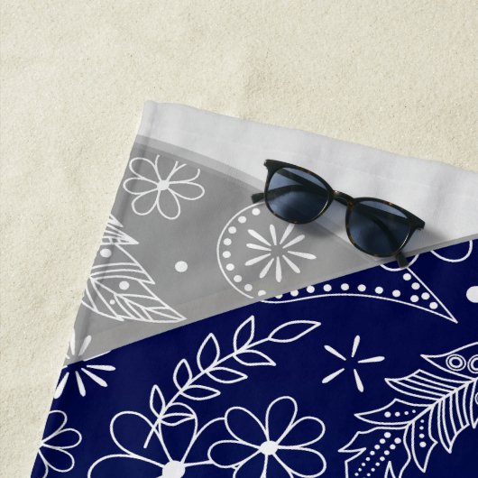 青い灰色のボホフローラ羽模様バレーボール ビーチタオル (インサイチュ)