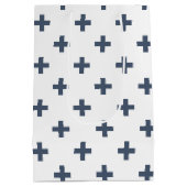 青い灰色のポルカが白に交差する ミディアムペーパーバッグ (裏面)