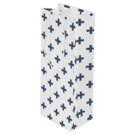 青い灰色のポルカが白に交差する ワインギフトバッグ