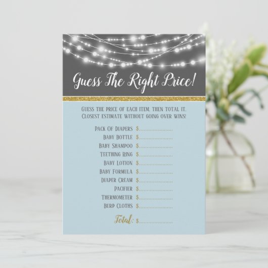 青い灰色のライトは、適切な価格の赤ちゃんシャワーを推測 招待状 (スタンド正面)