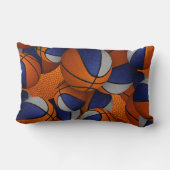 青い灰色の多くのバスケットボールの子供のスポーツルーム ランバークッション (裏面)