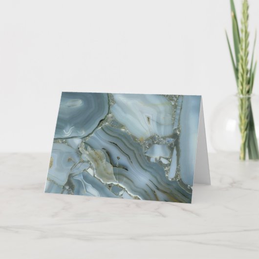青い灰色の大理石と金ゴールド空白の静脈 サンキューカード (正面)