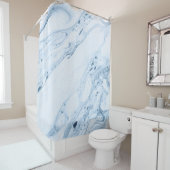 青い灰色の大理石の渦巻き背景 シャワーカーテン (インサイチュ)