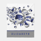 青い灰色の女の子のスポーツギフトバスケットボールの星 フリースブランケット (正面)