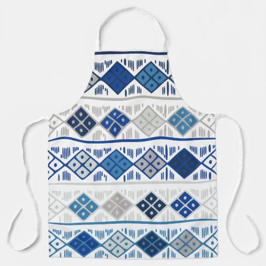 青い灰色の幾何学的パターン エプロン (正面)