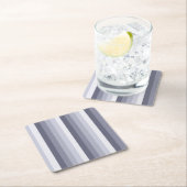 青い灰色の影のストライプ スクエアペーパーコースター (インサイチュ)