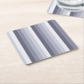 青い灰色の影のストライプ スクエアペーパーコースター (アングル)