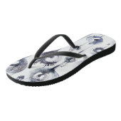 青い灰色の抽象芸術の花の羽毛グラフィックパターン ビーチサンダル (アングル)
