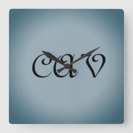 青い灰色の時計 スクエア壁時計