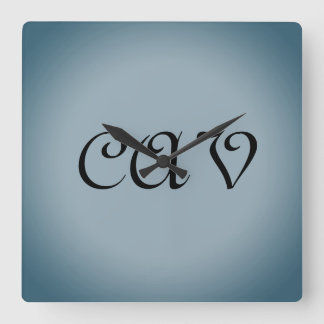 青い灰色の時計 スクエア壁時計