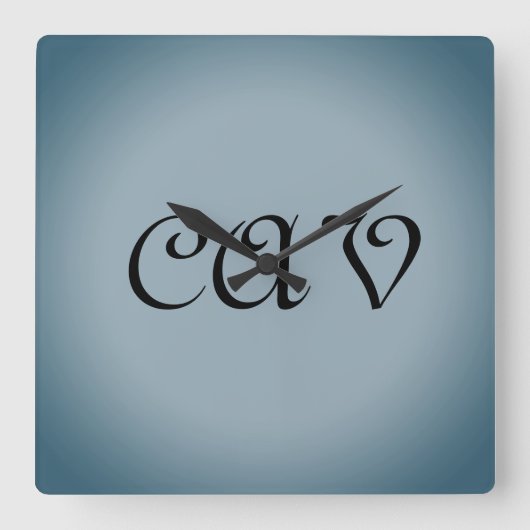 青い灰色の時計 スクエア壁時計 (正面)