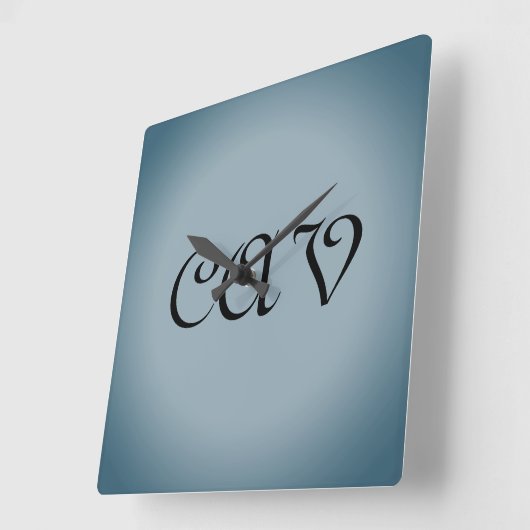 青い灰色の時計 スクエア壁時計 (傾斜)