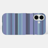 青い灰色の水平のストライプ Case-Mate iPhoneケース (裏面 (横))