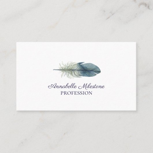 青い灰色の水色のフェザーを描いたシックハンド 名刺 (正面)