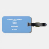 青い灰色の白いバレーボールモノグラムの選手 ラゲッジタグ (裏面横)