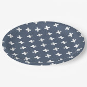 青い灰色の白い十字 ペーパープレート (アングル)