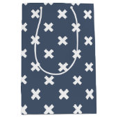 青い灰色の白い十字 ミディアムペーパーバッグ (正面)