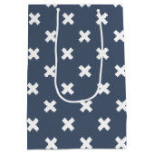 青い灰色の白い十字 ミディアムペーパーバッグ (裏面)