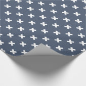 青い灰色の白い十字 ラッピングペーパー (角)