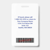 青い灰色の白い従業員写真IDカード バッジ (裏面)