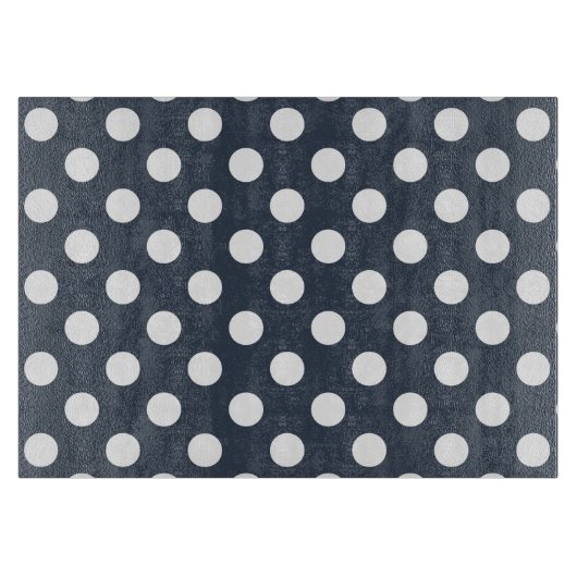 青い灰色の白い水玉模様 カッティングボード (正面)