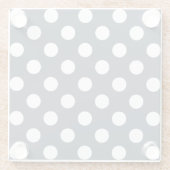 青い灰色の白い水玉模様 ガラスコースター (裏面)