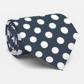 青い灰色の白い水玉模様 ネクタイ (ロール)