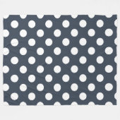 青い灰色の白い水玉模様 フリースブランケット (正面(横))