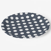 青い灰色の白い水玉模様 ペーパープレート (アングル)