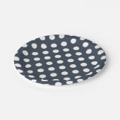 青い灰色の白い水玉模様 ペーパープレート (アングル)