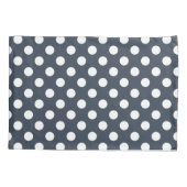 青い灰色の白い水玉模様 枕カバー (裏面)