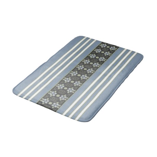 青い灰色の白と緑 バスマット (アングル)