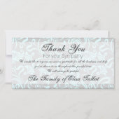 青い灰色の花柄の悔やみや弔慰ありがとうPカード サンキューカード (正面)