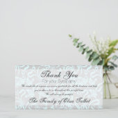 青い灰色の花柄の悔やみや弔慰ありがとうPカード サンキューカード (スタンド正面)