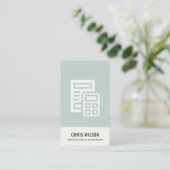 青い灰色の計算機モダンアイコン会計税 名刺 (スタンド正面)