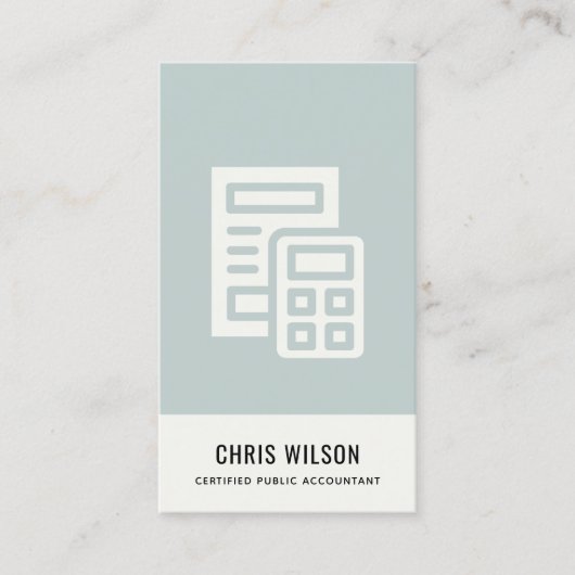 青い灰色の計算機モダンアイコン会計税 名刺 (正面)