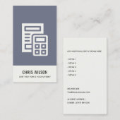 青い灰色の計算機モダンアイコン会計税 名刺 (正面/裏面)