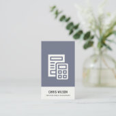 青い灰色の計算機モダンアイコン会計税 名刺 (スタンド正面)