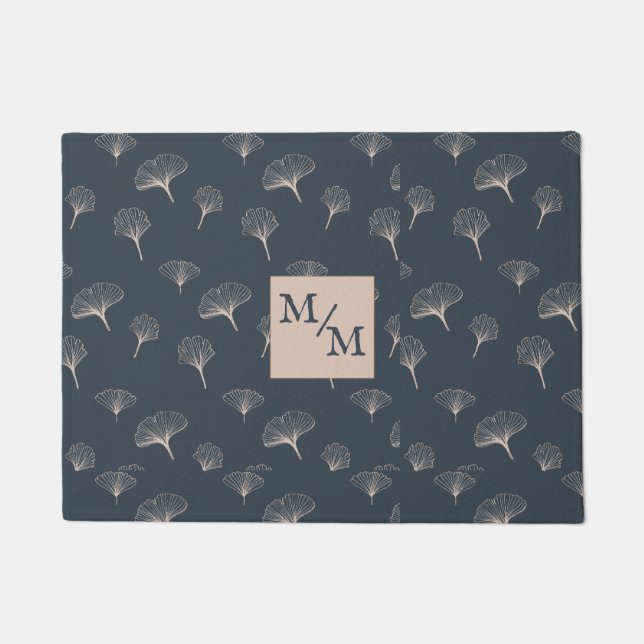 青い灰色の鍛鉄のギンコ ドアマット (正面)