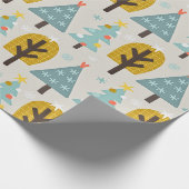 青い灰色の黄色のクリスマスツリーパターン ラッピングペーパー (角)